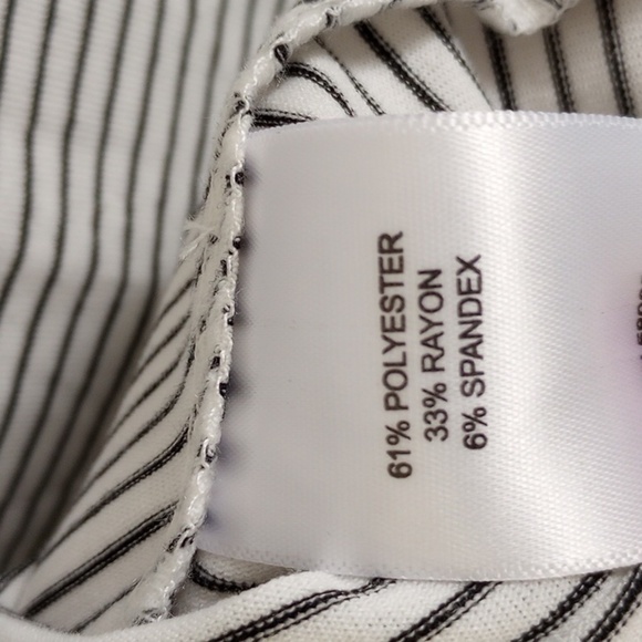 Gibson Latimer Womens Midi Dress Sz L Black & White Striped Scoop Neck Ruched - Picture 7 of 10